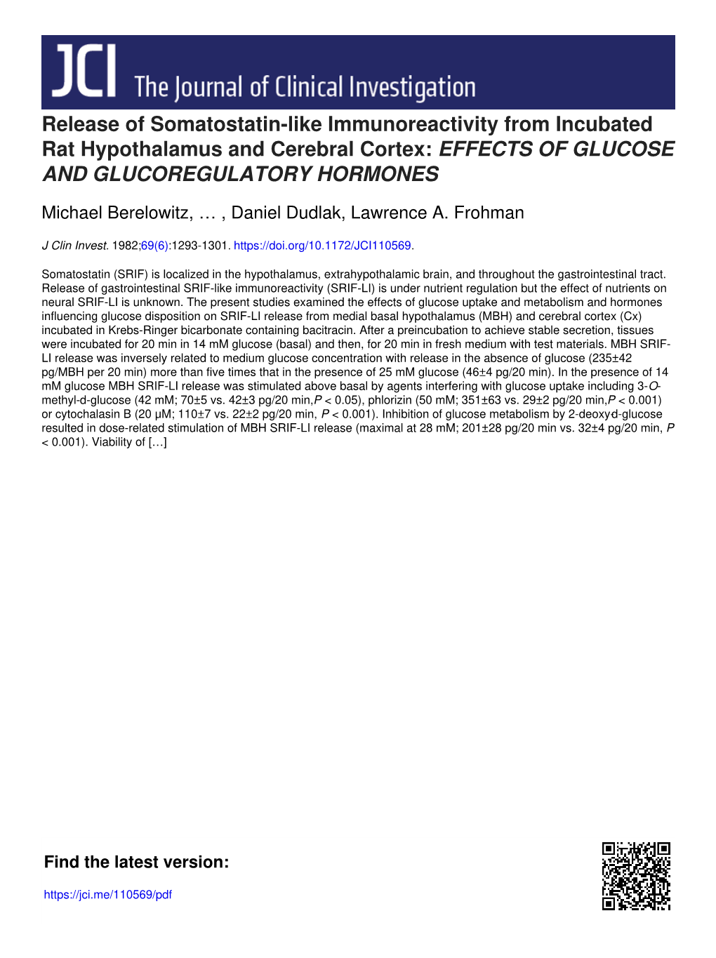 Effects of Glucose and Glucoregulatory Hormones