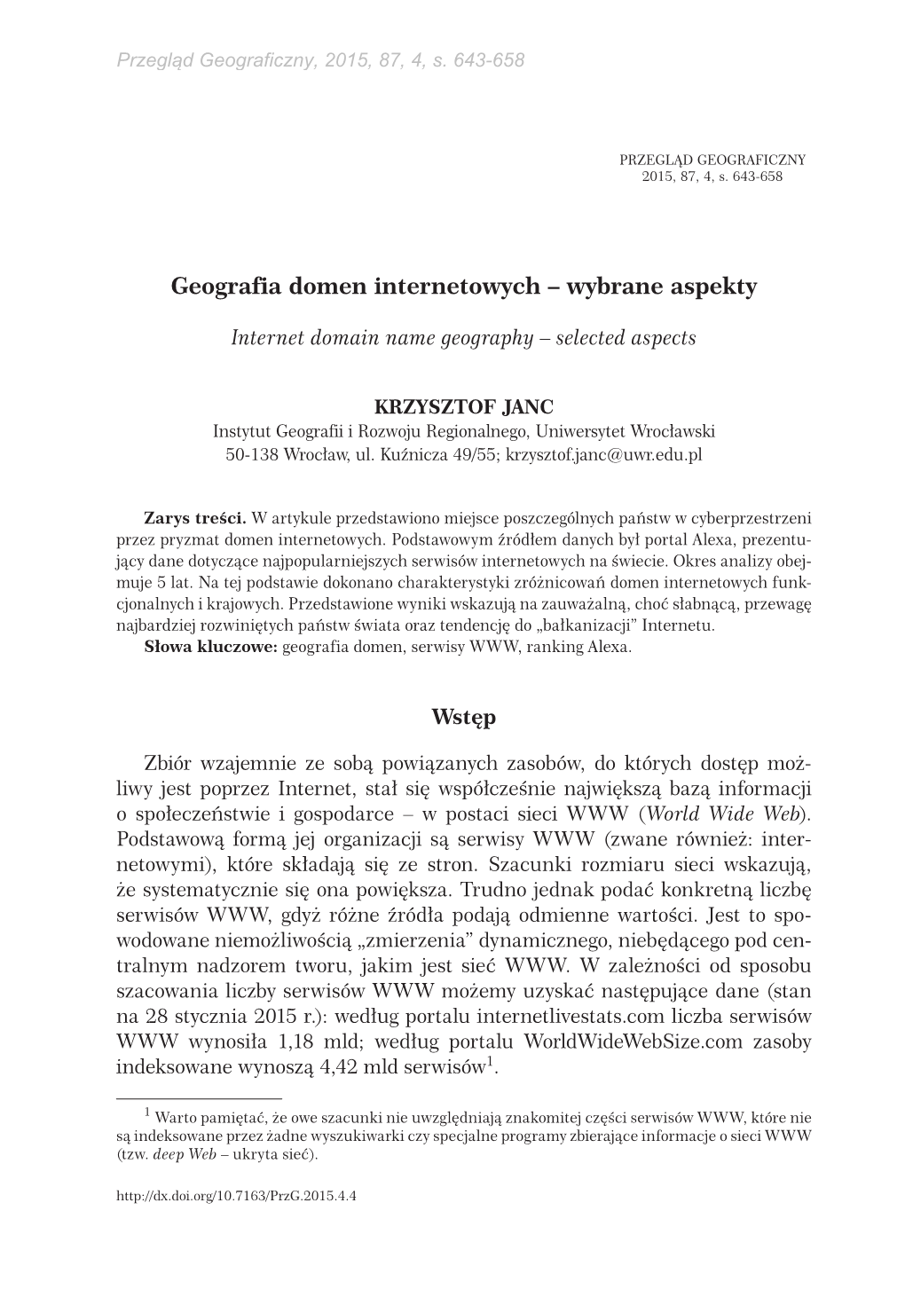 (2015), Geografia Domen Internetowych