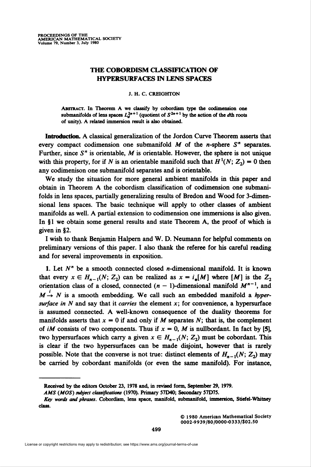 The Cobordism Classification of Hypersurfaces in Lens Spaces