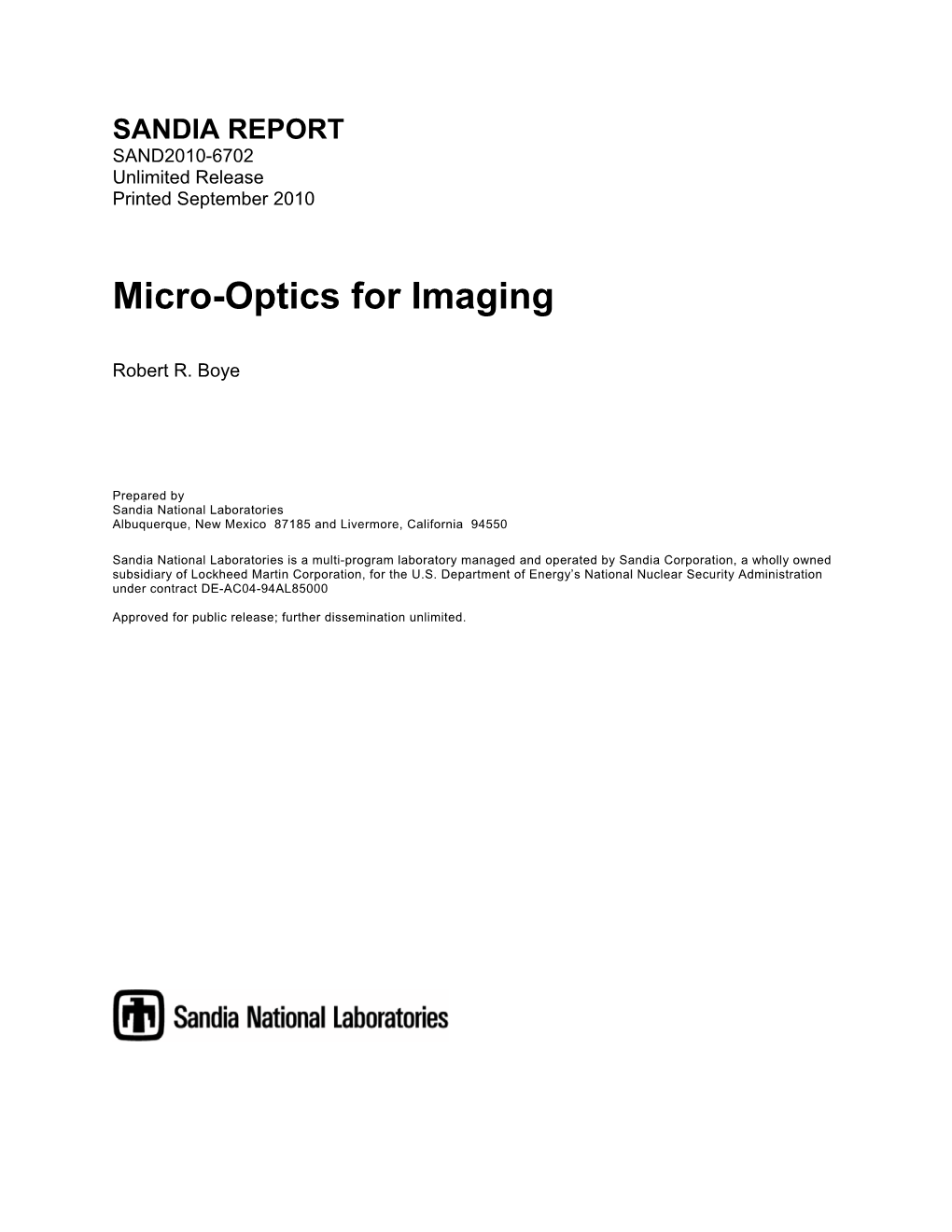 Micro-Optics for Imaging