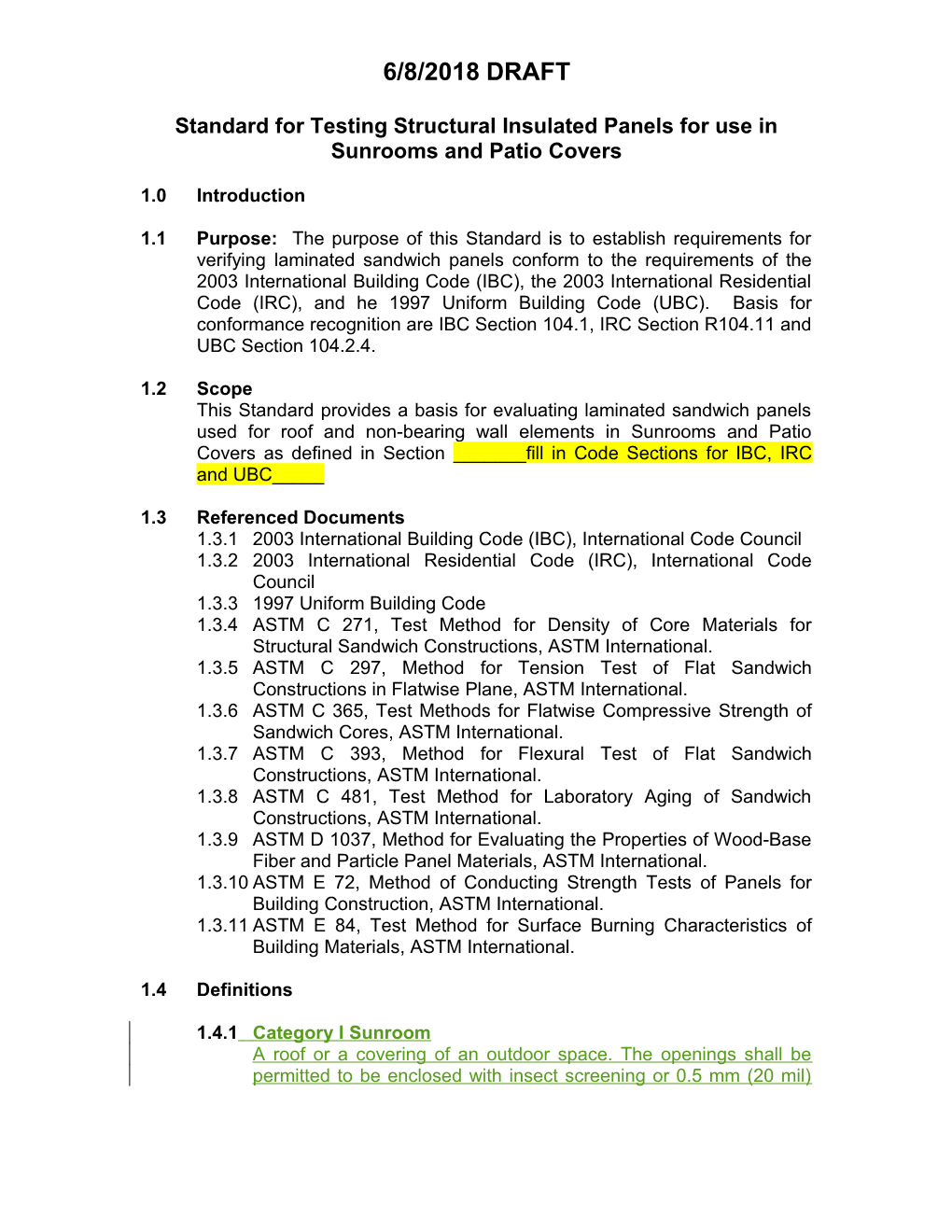 Standard for Testing Laminated Sandwich Panels (Structural Insulated Panels