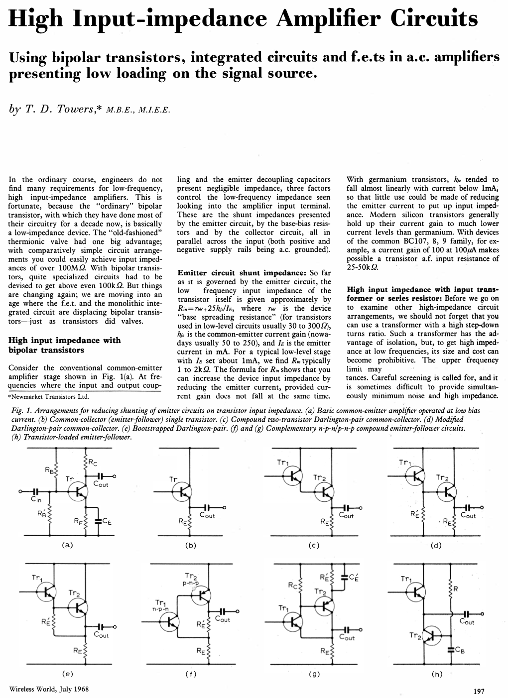 High Input-Impedance Amplifier Circuits