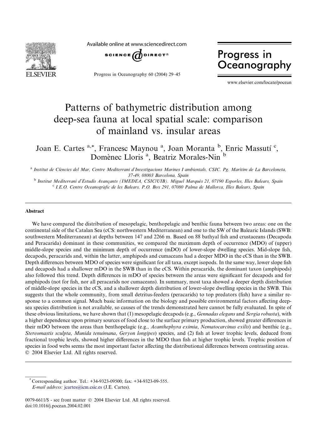 Progress in Oceanography Progress in Oceanography 60 (2004) 29–45