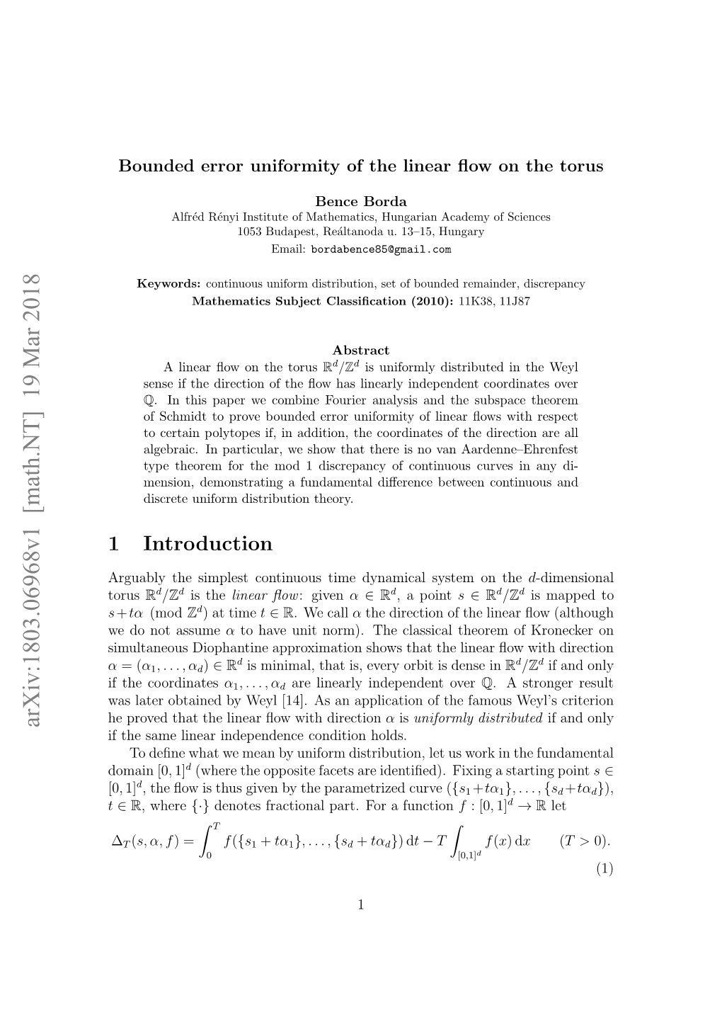 Bounded Error Uniformity of the Linear Flow on the Torus