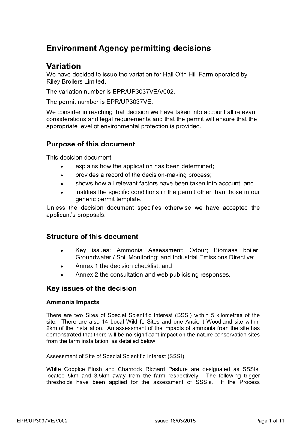 233 08 SD50 Environment Permitting Decision Document