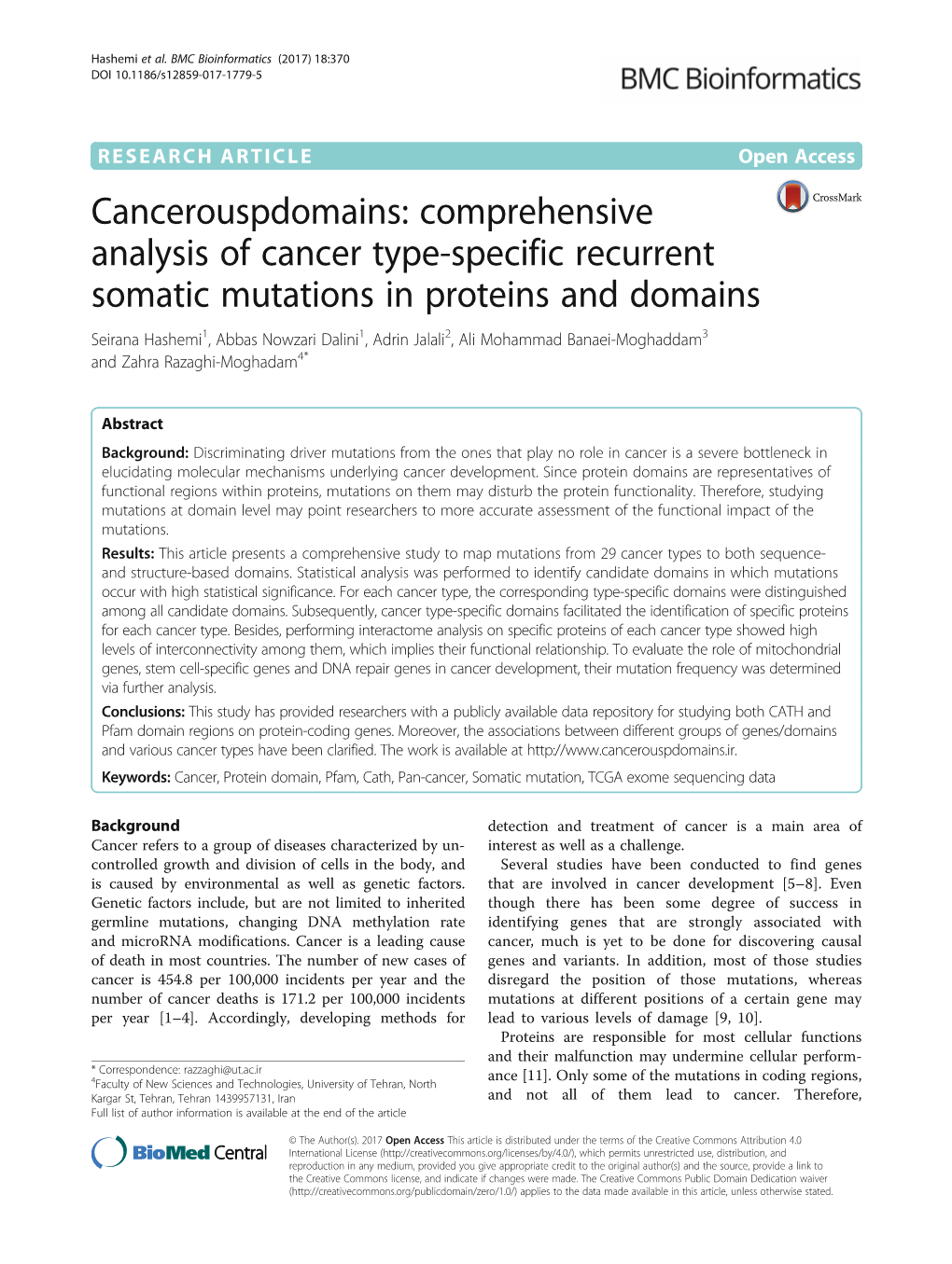 Comprehensive Analysis of Cancer Type-Specific Recurrent Somatic