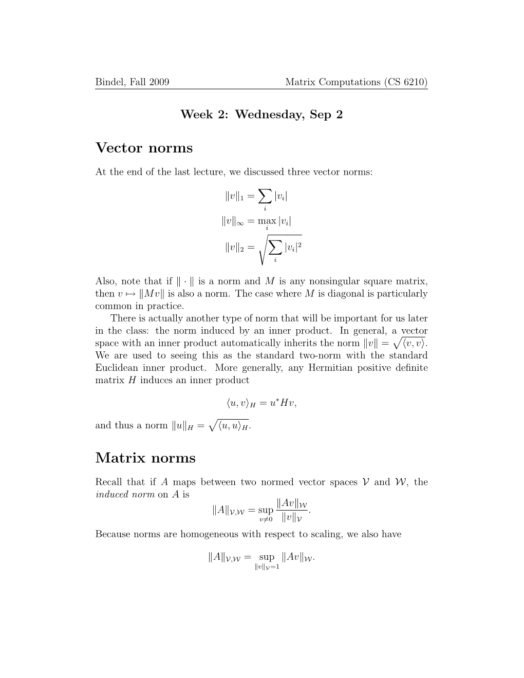 Vector and Matrix Norms; Perturbing Matrix-Vector Multiply