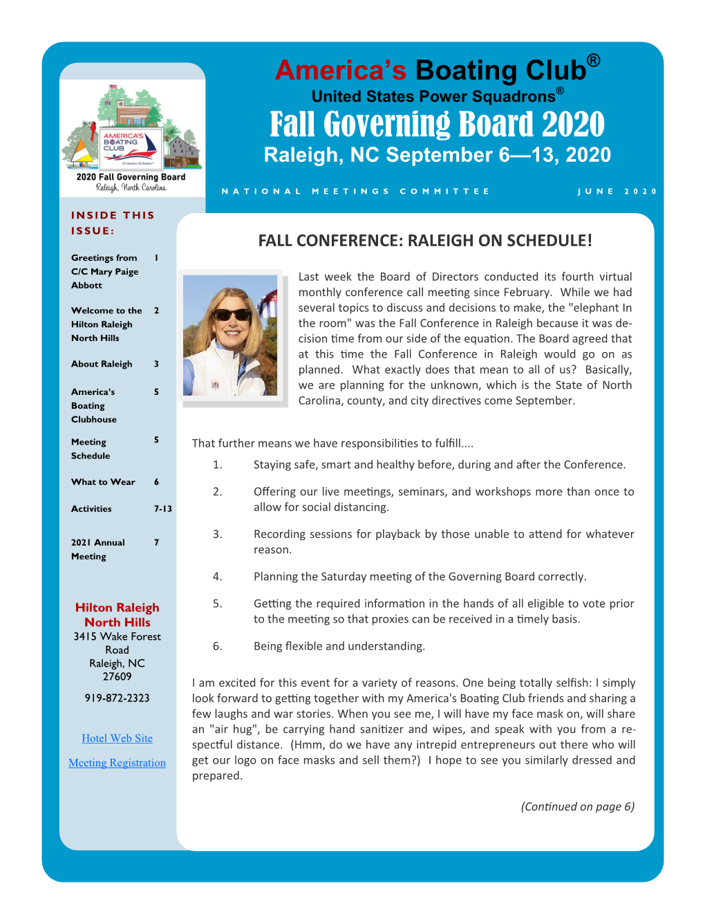 Fall Governing Board 2020 Raleigh, NC September 6—13, 2020