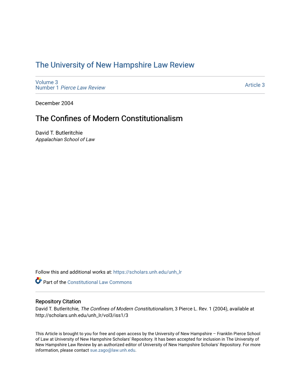 The Confines of Modern Constitutionalism