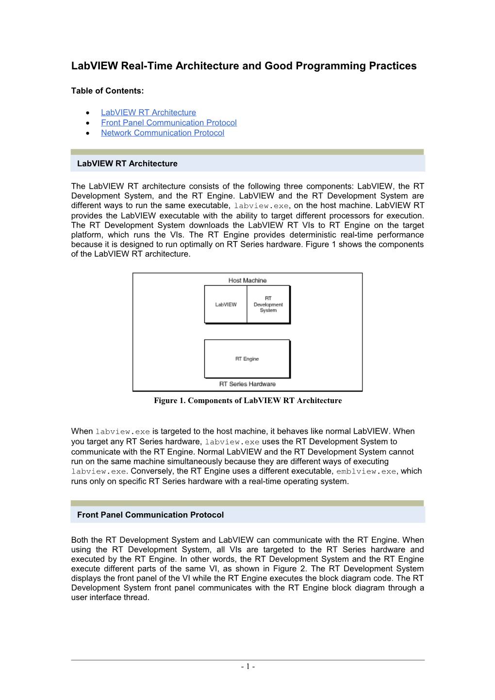 Labview Real-Time Architecture and Good Programming Practices