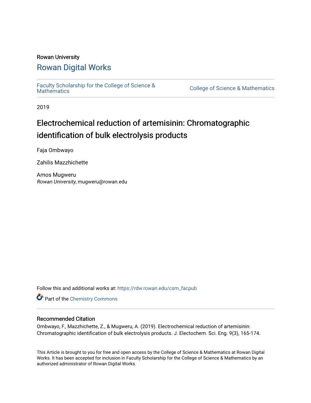 Chromatographic Identification of Bulk Electrolysis Products