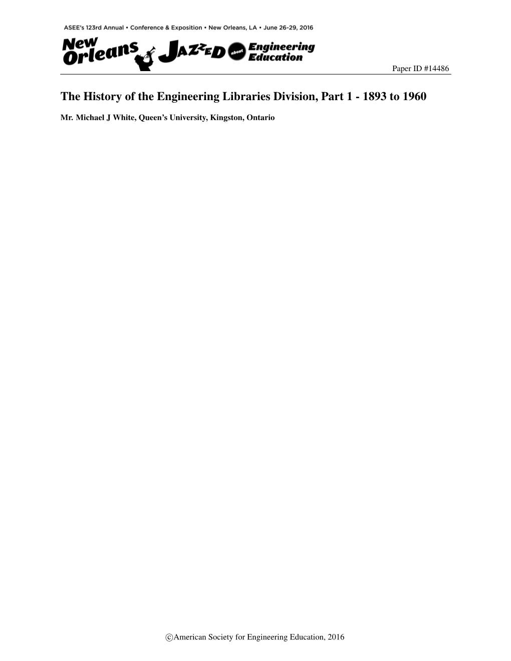 The History of the Engineering Libraries Division, Part 1 - 1893 to 1960