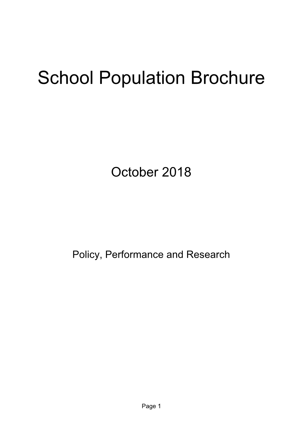 School Population Brochure October 2018