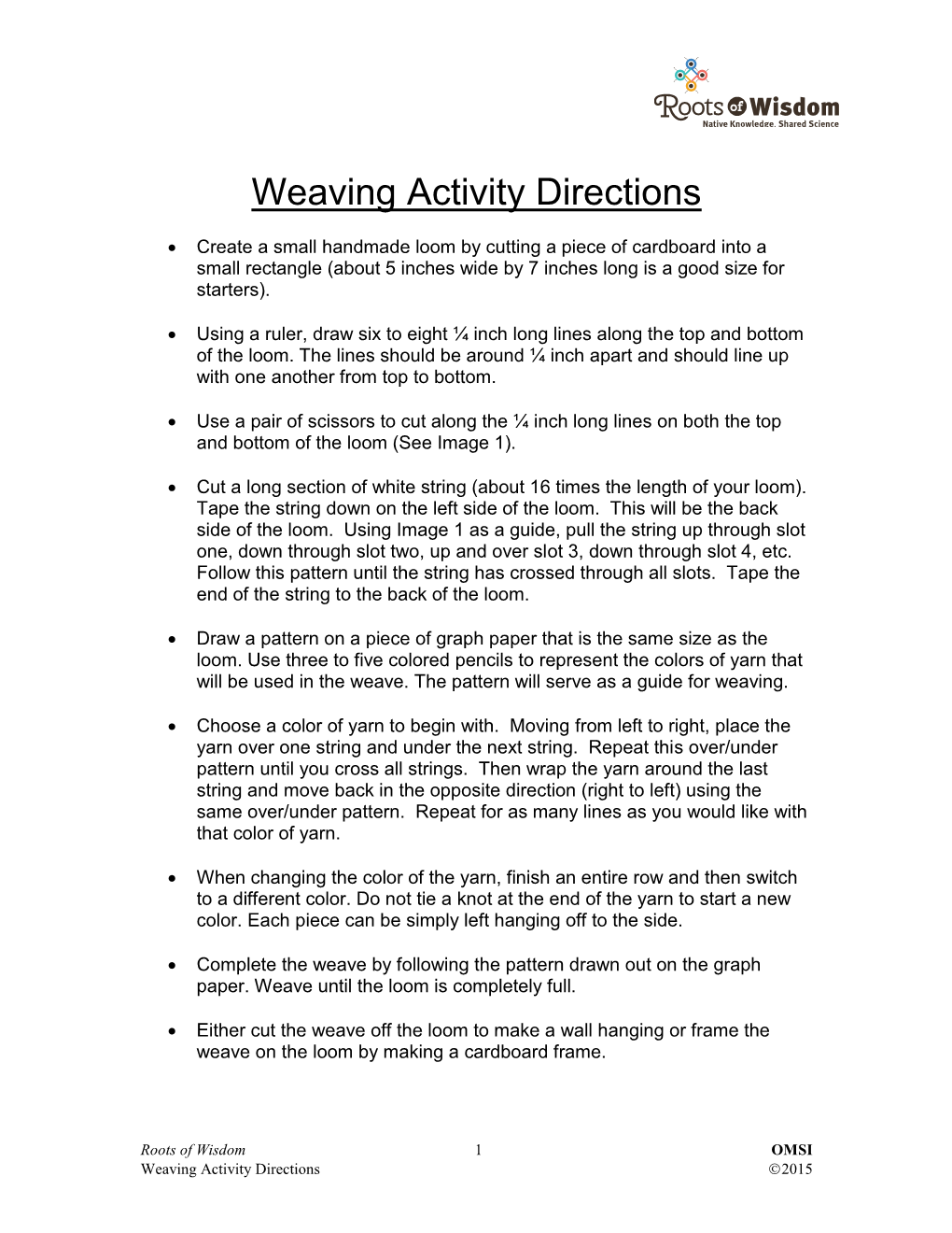 Weaving Activity Directions