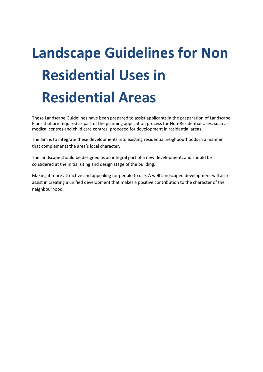 Landscape Guidelines for Non Residential Uses