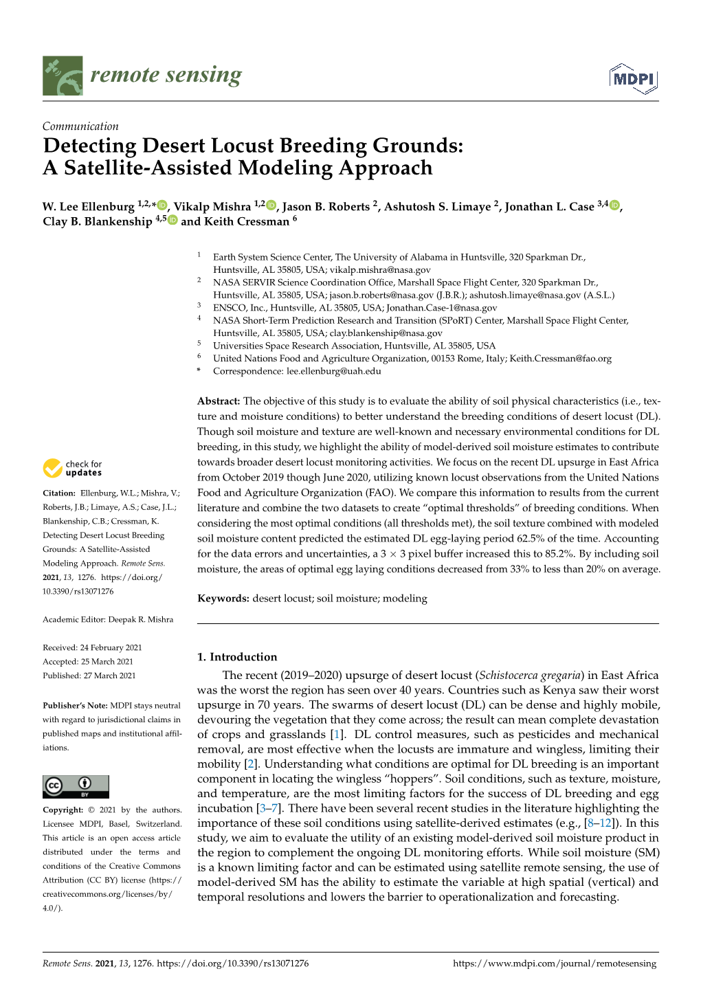 Detecting Desert Locust Breeding Grounds: a Satellite-Assisted Modeling Approach