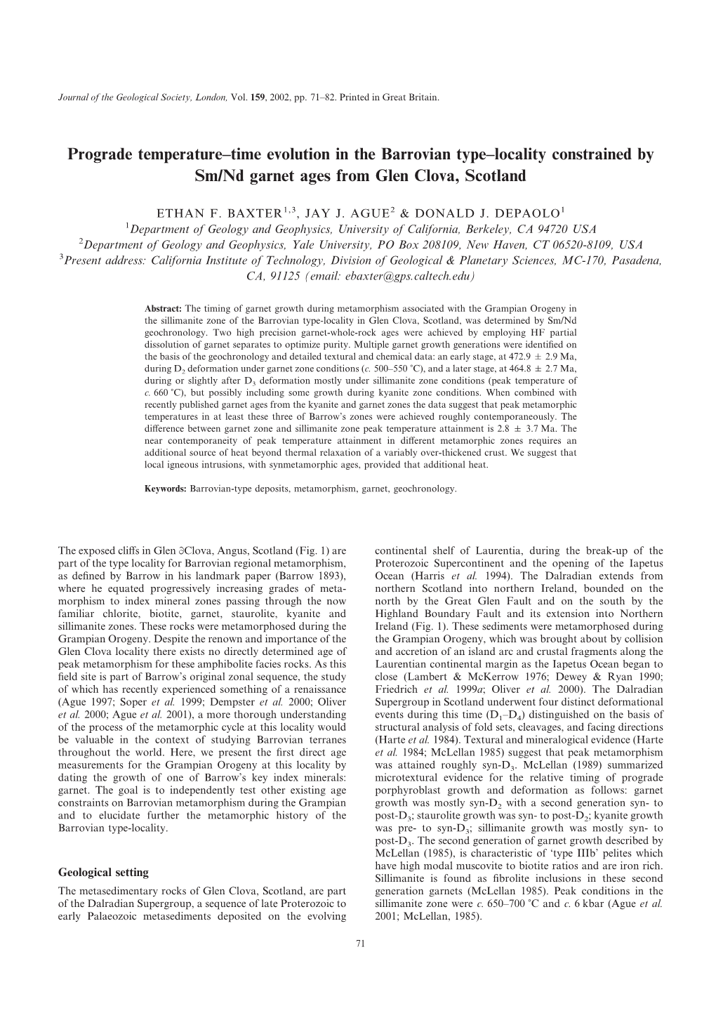 Prograde Temperature–Time Evolution in the Barrovian Type–Locality Constrained by Sm/Nd Garnet Ages from Glen Clova, Scotland