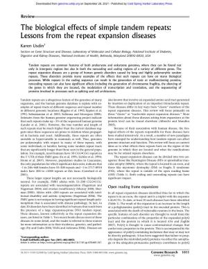 The Biological Effects of Simple Tandem Repeats: Lessons from the Repeat Expansion Diseases
