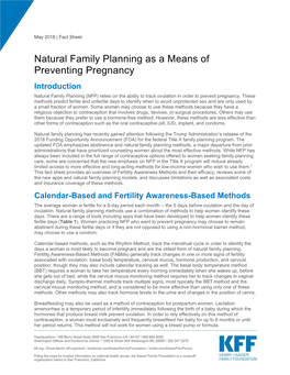 Natural Family Planning As a Means of Preventing Pregnancy