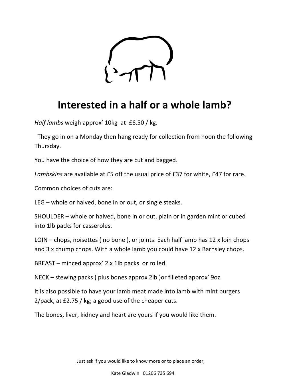 Interested in a Half Or a Whole Lamb?