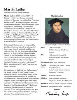 Martin Luther from Wikipedia, the Free Encyclopedia