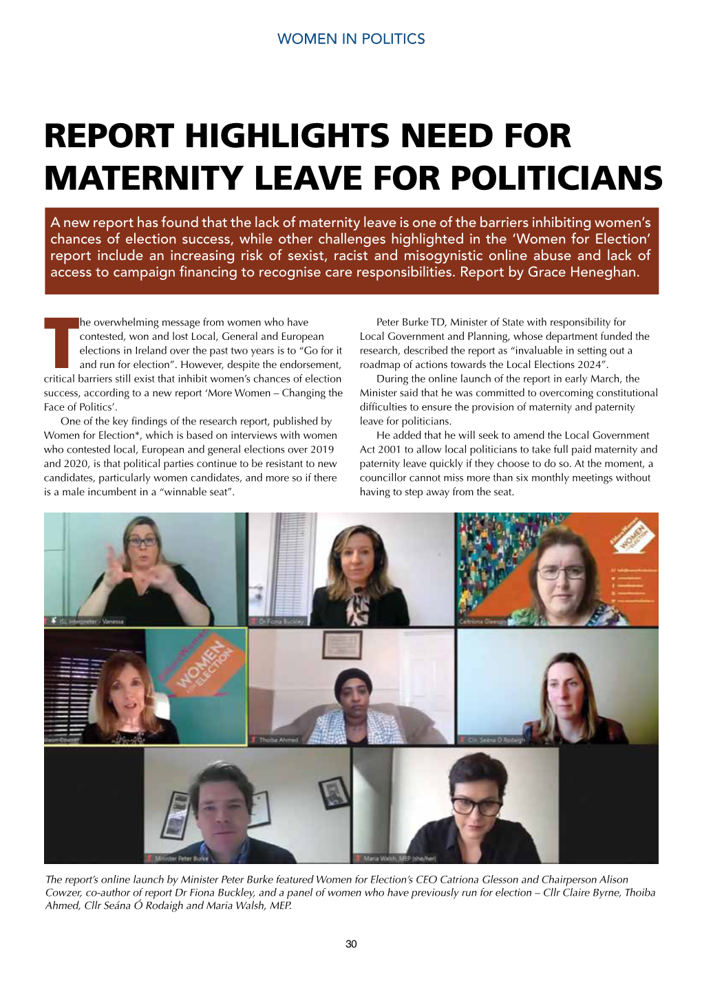 Report Highlights Need for Maternity Leave for Politicians