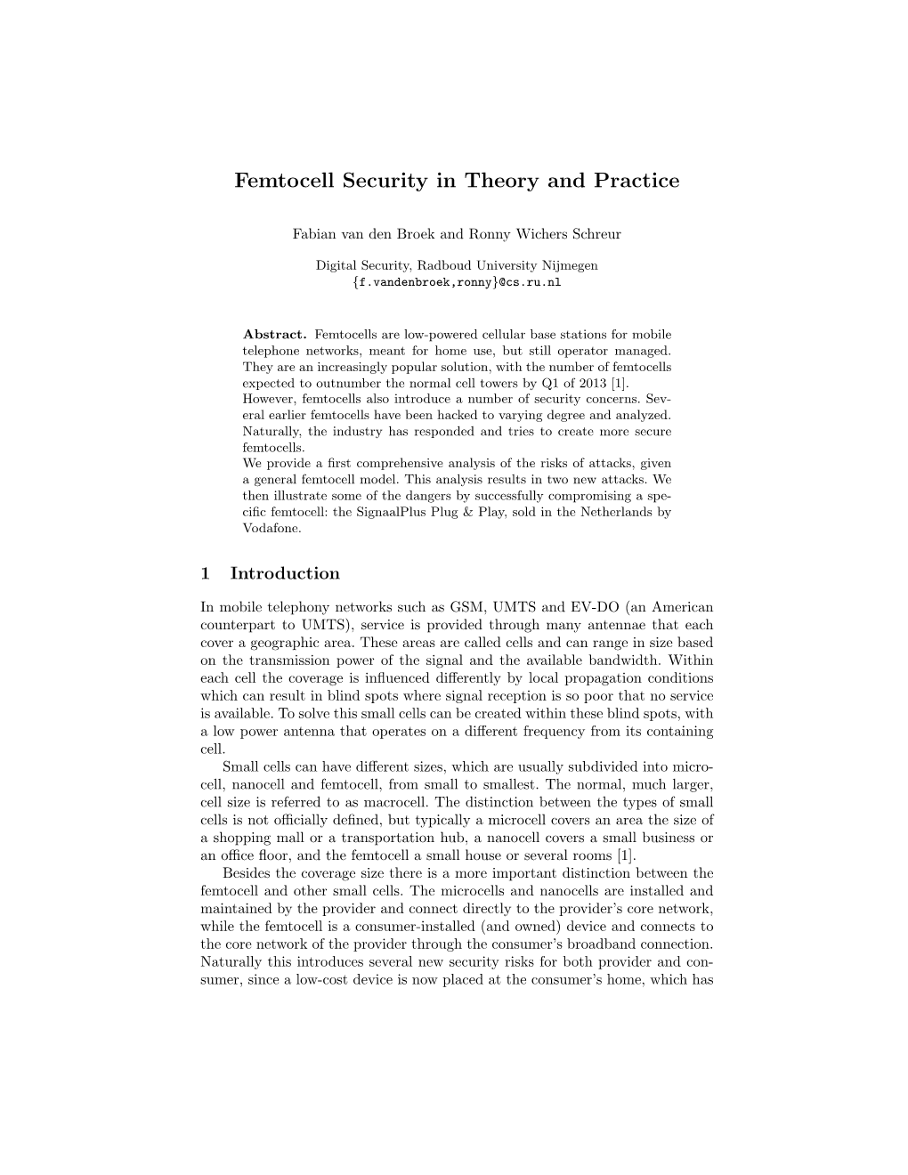 Femtocell Security in Theory and Practice