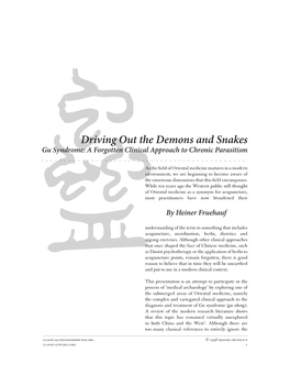 Driving out the Demons and Snakes Gu Syndrome: a Forgotten Clinical Approach to Chronic Parasitism