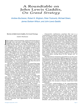 A Roundtable on John Lewis Gaddis, on Grand Strategy