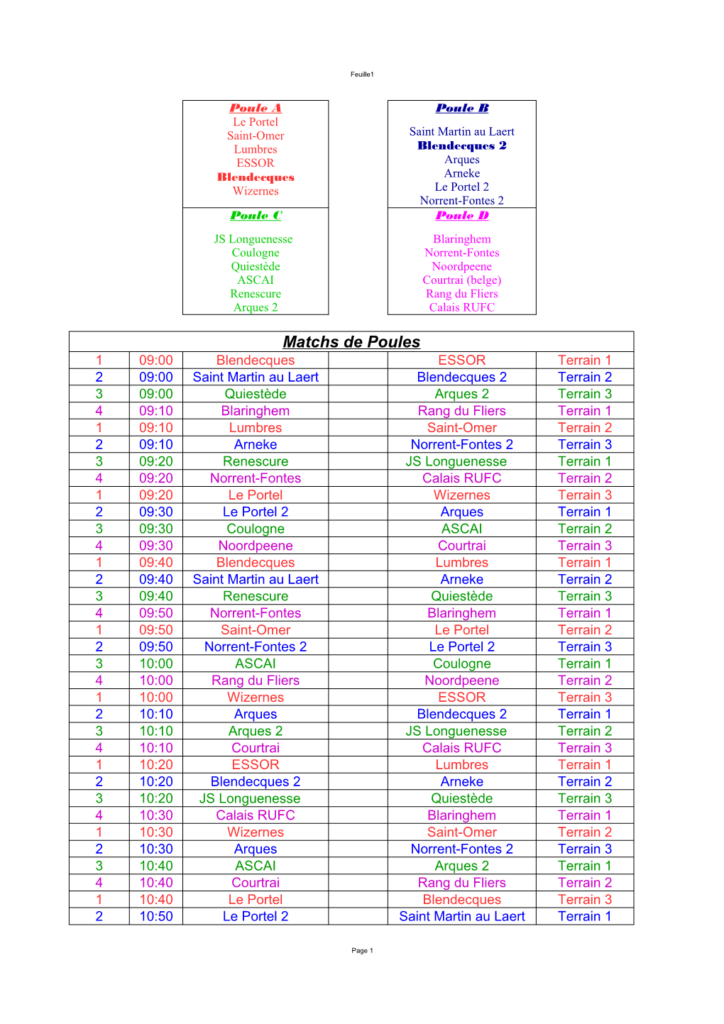 Matchs De Poules