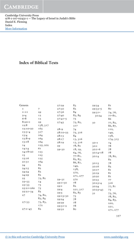 Index of Biblical Texts