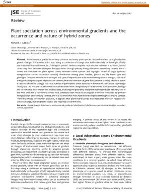 Plant Speciation Across Environmental Gradients and the Occurrence and Nature of Hybrid Zones