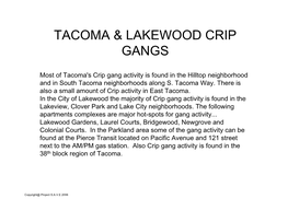 Tacoma & Lakewood Crip Gangs