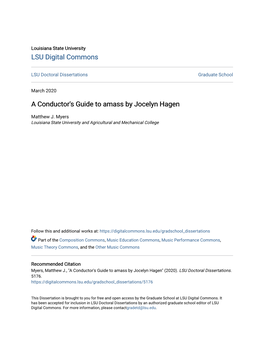 A Conductor's Guide to Amass by Jocelyn Hagen