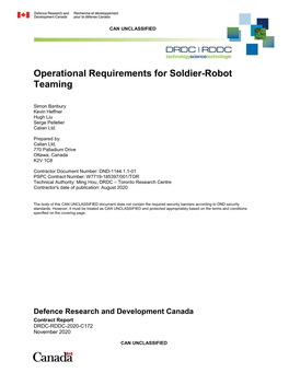 Operational Requirements for Soldier-Robot Teaming