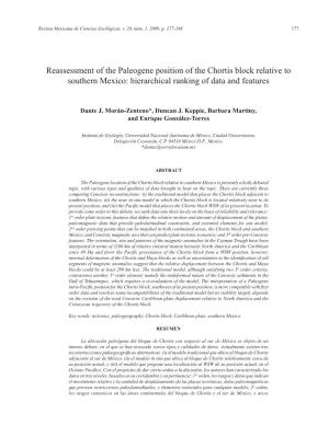 Reassessment of the Paleogene Position of the Chortis Block Relative to Southern Mexico: Hierarchical Ranking of Data and Features