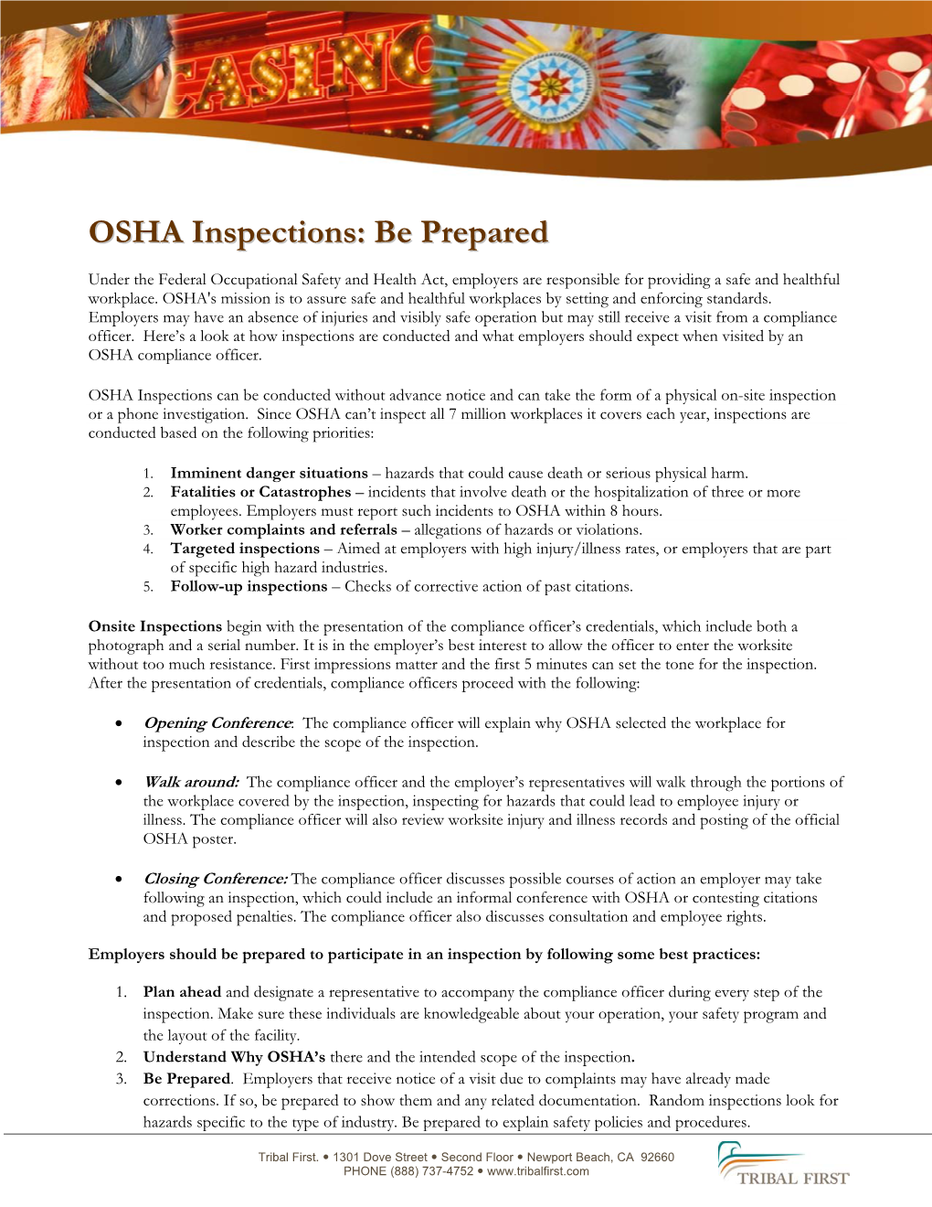 OSHA Inspections: Be Prepared