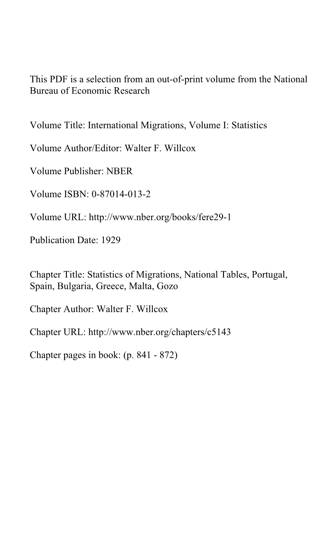 Statistics of Migrations, National Tables, Portugal, Spain, Bulgaria, Greece, Malta, Gozo