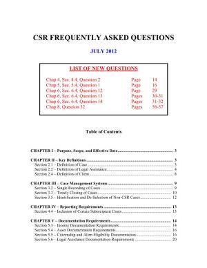 Csr Frequently Asked Questions