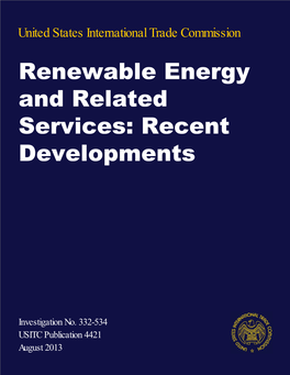 Renewable Energy and Related Services: Recent Developments
