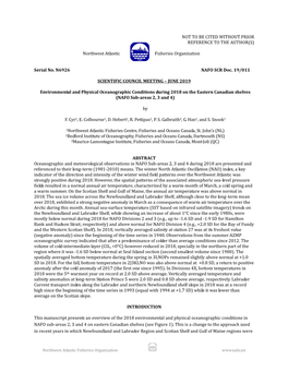 Physical Oceanographic Environment on the Newfoundland and Labrador Shelf in NAFO Subareas 2 and 3 During 2014