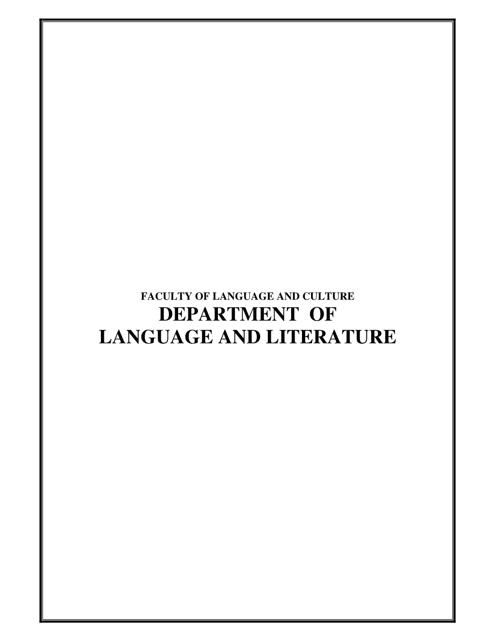 Department of Language and Literature