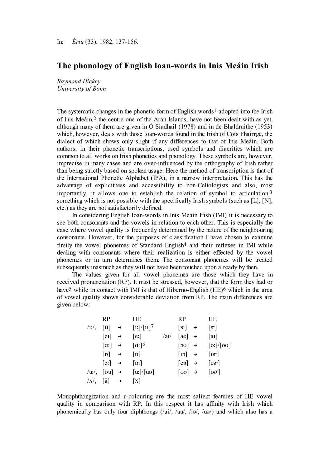 The Phonology of English Loan-Words in Inis Meáin Irish