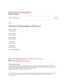 The Iowa Homemaker Vol.34, No.2," the Iowa Homemaker: Vol