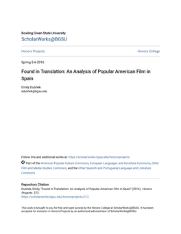 Found in Translation: an Analysis of Popular American Film in Spain