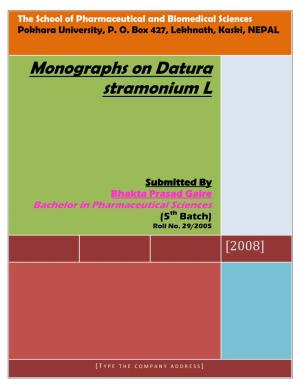 Monographs on Datura Stramonium L