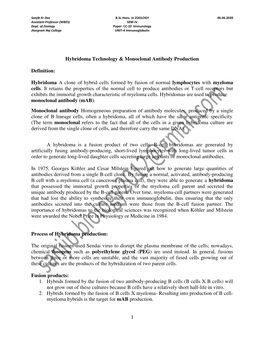 Hybridoma Technology & Monoclonal Antibody Production Definition