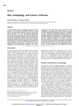 Diet, Autophagy, and Cancer: a Review