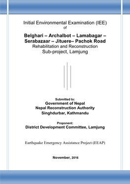 Initial Environmental Examination (IEE) Belghari – Archalbot