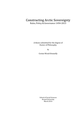 Constructing Arctic Sovereignty Rules, Policy & Governance 1494-2013